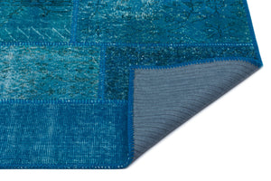 Turquoise Over Dyed Patchwork Unique Rug 2'7'' x 4'11'' ft 80 x 150 cm
