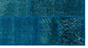 Turquoise Over Dyed Patchwork Unique Rug 2'7'' x 4'11'' ft 80 x 150 cm