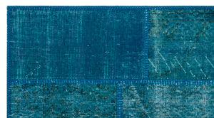 Turquoise Over Dyed Patchwork Unique Rug 2'7'' x 4'11'' ft 80 x 150 cm