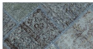 Blue Over Dyed Patchwork Unique Rug 2'7'' x 4'11'' ft 80 x 150 cm