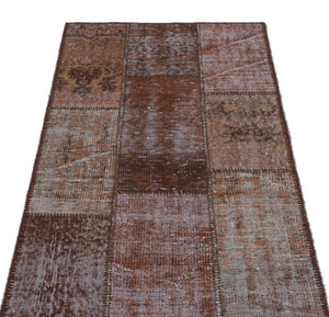 Brown Over Dyed Patchwork Unique Rug 2'7'' x 4'11'' ft 80 x 150 cm