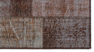 Brown Over Dyed Patchwork Unique Rug 2'7'' x 4'11'' ft 80 x 150 cm