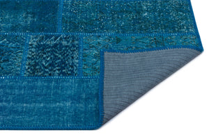 Turquoise Over Dyed Patchwork Unique Rug 2'7'' x 4'11'' ft 80 x 150 cm
