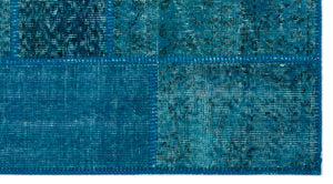 Turquoise Over Dyed Patchwork Unique Rug 2'7'' x 4'11'' ft 80 x 150 cm