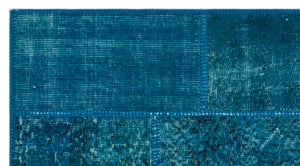 Turquoise Over Dyed Patchwork Unique Rug 2'7'' x 4'11'' ft 80 x 150 cm