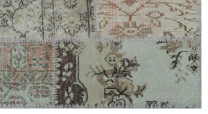 Beige Over Dyed Patchwork Unique Rug 2'7'' x 4'11'' ft 80 x 150 cm