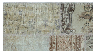 Beige Over Dyed Patchwork Unique Rug 2'7'' x 4'11'' ft 80 x 150 cm