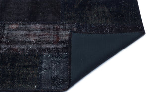Black Over Dyed Patchwork Unique Rug 2'7'' x 4'11'' ft 80 x 150 cm