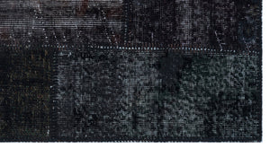 Black Over Dyed Patchwork Unique Rug 2'7'' x 4'11'' ft 80 x 150 cm