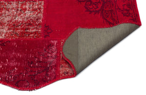 Red Over Dyed Patchwork Unique Rug 5'3'' x 7'7'' ft 160 x 230 cm