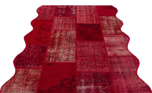 Red Over Dyed Patchwork Unique Rug 5'3'' x 7'7'' ft 160 x 230 cm