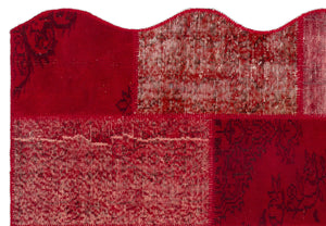 Red Over Dyed Patchwork Unique Rug 5'3'' x 7'7'' ft 160 x 230 cm