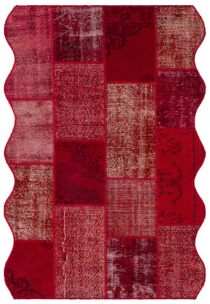 Red Over Dyed Patchwork Unique Rug 5'3'' x 7'7'' ft 160 x 230 cm