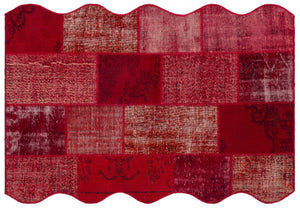 Red Over Dyed Patchwork Unique Rug 5'3'' x 7'7'' ft 160 x 230 cm