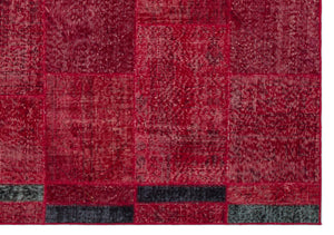 Red Over Dyed Patchwork Unique Rug 5'3'' x 7'7'' ft 160 x 230 cm