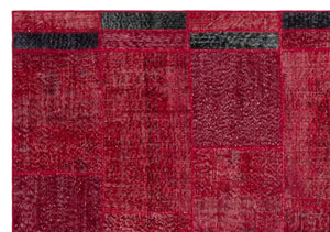 Red Over Dyed Patchwork Unique Rug 5'3'' x 7'7'' ft 160 x 230 cm