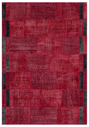 Red Over Dyed Patchwork Unique Rug 5'3'' x 7'7'' ft 160 x 230 cm