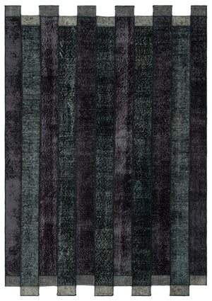 Black Over Dyed Patchwork Unique Rug 5'3'' x 7'7'' ft 160 x 230 cm