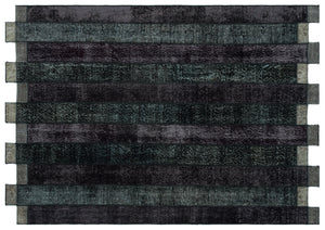 Black Over Dyed Patchwork Unique Rug 5'3'' x 7'7'' ft 160 x 230 cm
