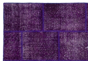 Purple Over Dyed Patchwork Unique Rug 5'3'' x 7'7'' ft 160 x 230 cm
