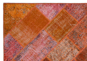 Red Over Dyed Patchwork Unique Rug 5'3'' x 7'7'' ft 160 x 232 cm