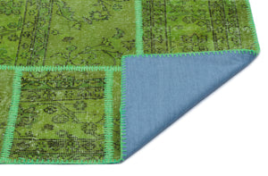 Green Over Dyed Patchwork Unique Rug 5'3'' x 7'7'' ft 160 x 230 cm