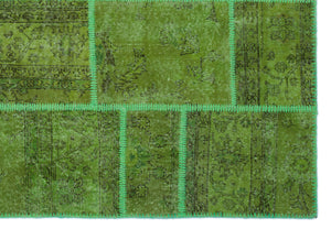 Green Over Dyed Patchwork Unique Rug 5'3'' x 7'7'' ft 160 x 230 cm