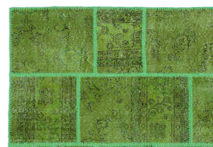 Green Over Dyed Patchwork Unique Rug 5'3'' x 7'7'' ft 160 x 230 cm