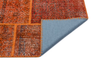 Orange Over Dyed Patchwork Unique Rug 5'3'' x 7'7'' ft 160 x 230 cm
