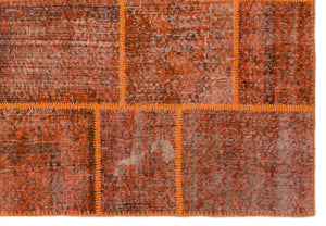 Orange Over Dyed Patchwork Unique Rug 5'3'' x 7'7'' ft 160 x 230 cm