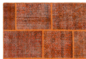 Orange Over Dyed Patchwork Unique Rug 5'3'' x 7'7'' ft 160 x 230 cm