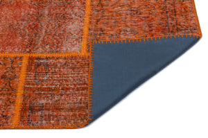 Orange Over Dyed Patchwork Unique Rug 5'3'' x 7'7'' ft 160 x 230 cm