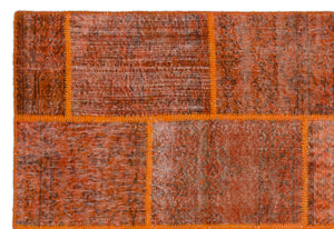 Orange Over Dyed Patchwork Unique Rug 5'3'' x 7'7'' ft 160 x 230 cm