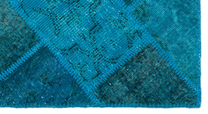 Turquoise Over Dyed Patchwork Unique Rug 2'7'' x 4'11'' ft 80 x 150 cm