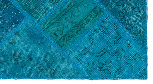 Turquoise Over Dyed Patchwork Unique Rug 2'7'' x 4'11'' ft 80 x 150 cm