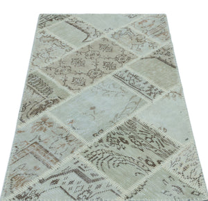 Beige Over Dyed Patchwork Unique Rug 2'7'' x 4'11'' ft 80 x 150 cm
