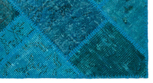 Turquoise Over Dyed Patchwork Unique Rug 2'7'' x 4'11'' ft 80 x 150 cm