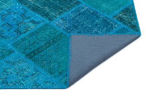 Turquoise Over Dyed Patchwork Unique Rug 2'7'' x 4'11'' ft 80 x 150 cm