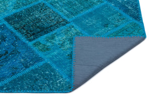 Turquoise Over Dyed Patchwork Unique Rug 2'7'' x 4'11'' ft 80 x 150 cm