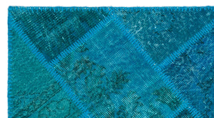 Turquoise Over Dyed Patchwork Unique Rug 2'7'' x 4'11'' ft 80 x 150 cm