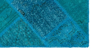 Turquoise Over Dyed Patchwork Unique Rug 2'7'' x 4'11'' ft 80 x 150 cm