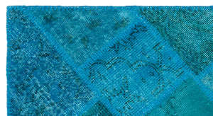 Turquoise Over Dyed Patchwork Unique Rug 2'7'' x 4'11'' ft 80 x 150 cm