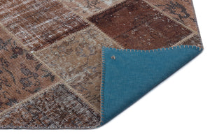 Brown Over Dyed Patchwork Unique Rug 3'11'' x 5'11'' ft 120 x 180 cm