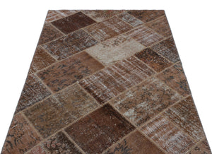 Brown Over Dyed Patchwork Unique Rug 3'11'' x 5'11'' ft 120 x 180 cm