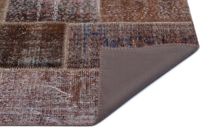 Brown Over Dyed Patchwork Unique Rug 3'11'' x 5'11'' ft 120 x 180 cm