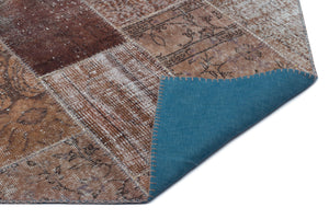 Brown Over Dyed Patchwork Unique Rug 3'11'' x 5'11'' ft 120 x 180 cm