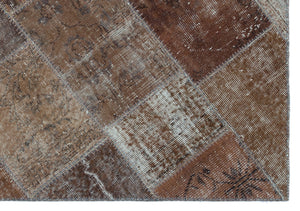Brown Over Dyed Patchwork Unique Rug 3'11'' x 5'11'' ft 120 x 180 cm