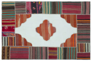 Naturel Over Dyed Kilim Patchwork Unique Rug 4'3'' x 6'5'' ft 130 x 196 cm