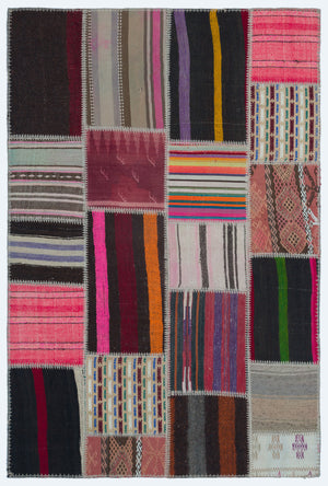 Naturel Over Dyed Kilim Patchwork Unique Rug 4'0'' x 5'12'' ft 122 x 182 cm