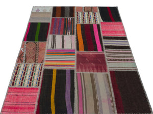Naturel Over Dyed Kilim Patchwork Unique Rug 4'0'' x 5'12'' ft 122 x 182 cm